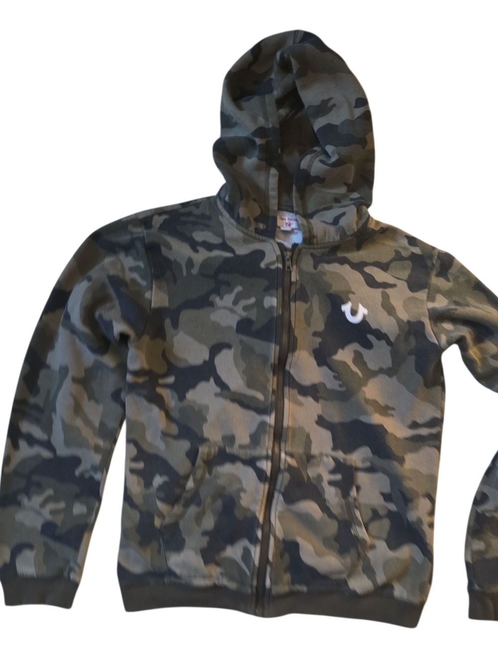 True Religion Women's Green Camouflage Zip Hoodie Jacket